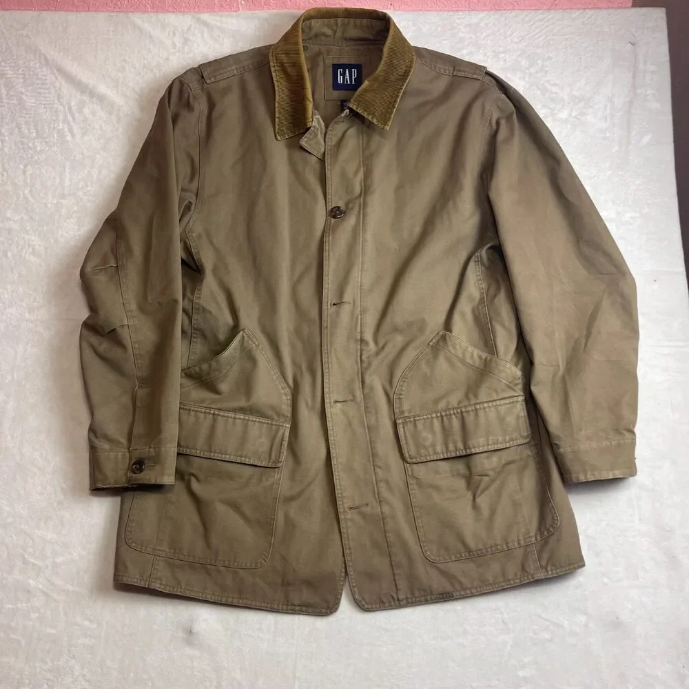 GAP Men's Khaki Barn Chore Coat Corduroy Collar Jacket Size XL
